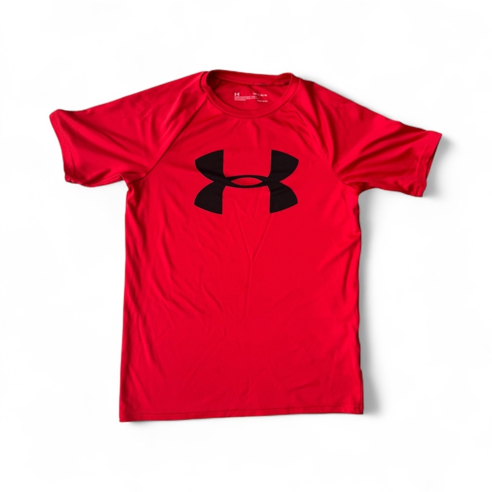 Under Armour Red HeatGear Logo T-Shirt Tee Boys Youth M